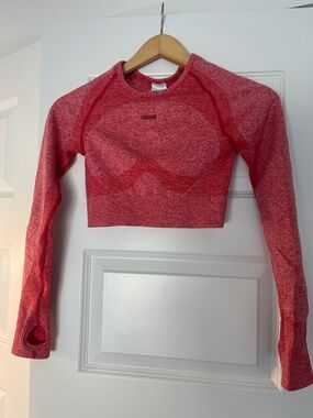 Gymshark flex crop top flame red small long sleeve activewear stretch yoga